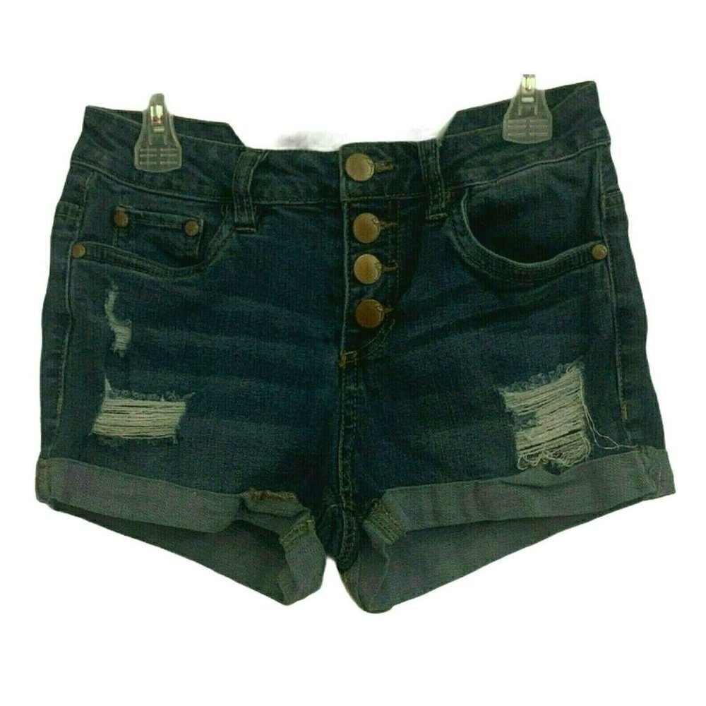 Dollhouse Andie Womens Button Front Shortie Shorts Size 1 Cuffed Distressed